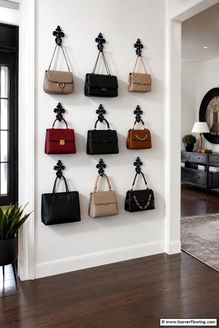 Decorative Purse Hooks - 30 Efficient Pots and Pans Storage Ideas for a Tidy Kitchen
