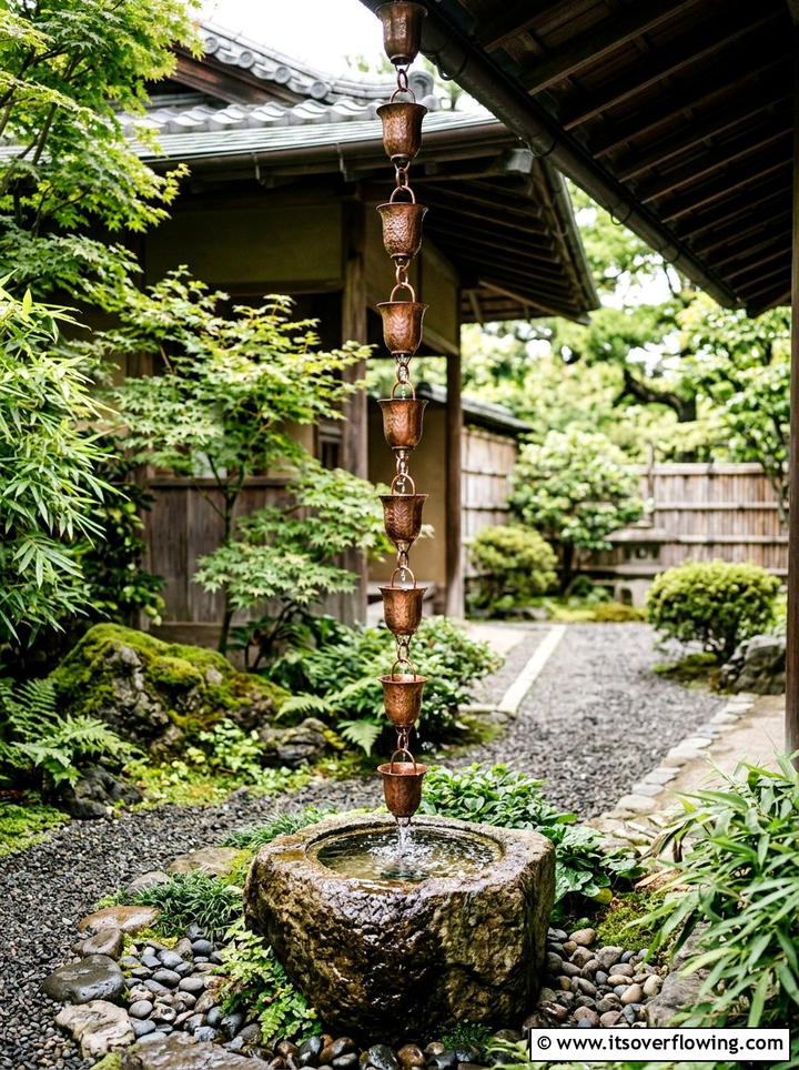 Decorative Rain Chain - 25 backyard ideas with drainage solutions