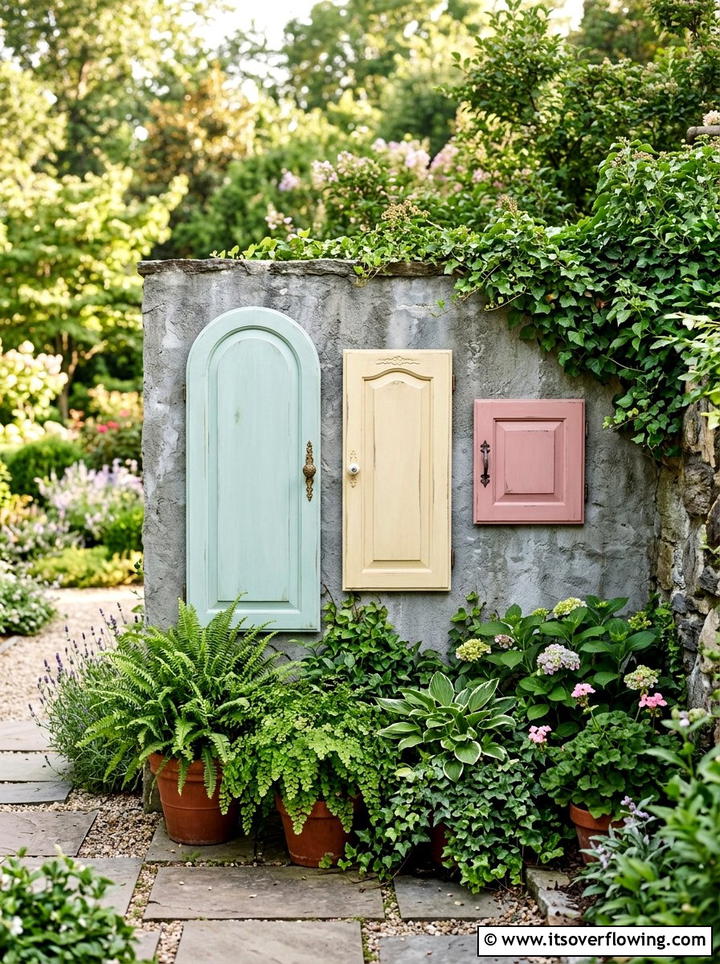 Decorative Wall Panel - 25 upcycled garden ideas with cabinet doors