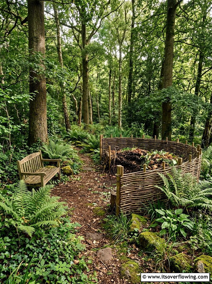 Decorative Wattle Fence Composting Area - 25 garden ideas with compost bins