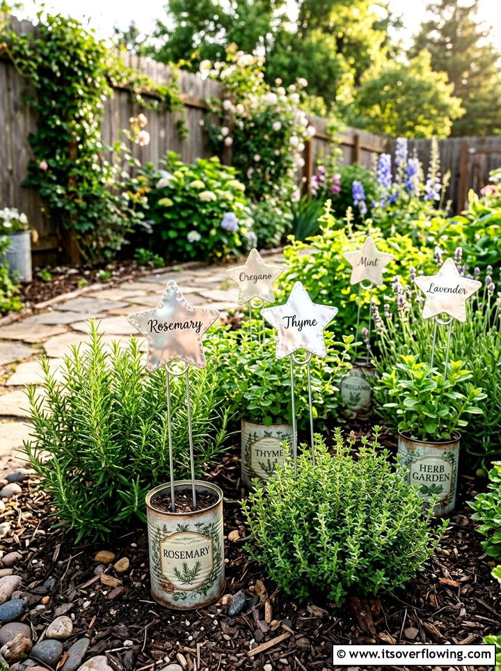 Decorative garden labels metal cans - 25 recycled garden ideas with aluminum cans
