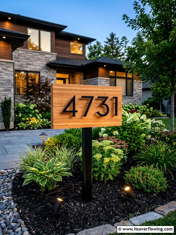 Decorative house numbers - 25 cheap garden ideas for front yard