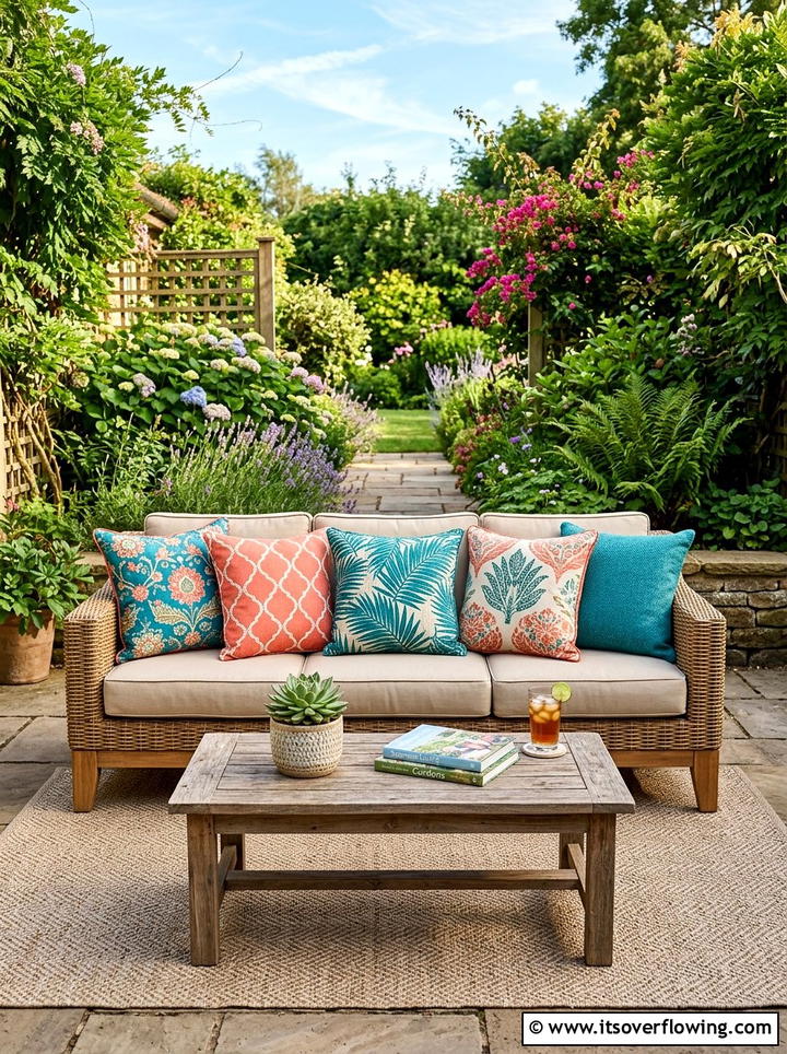 Decorative outdoor pillows - 25 garden decor ideas for patios