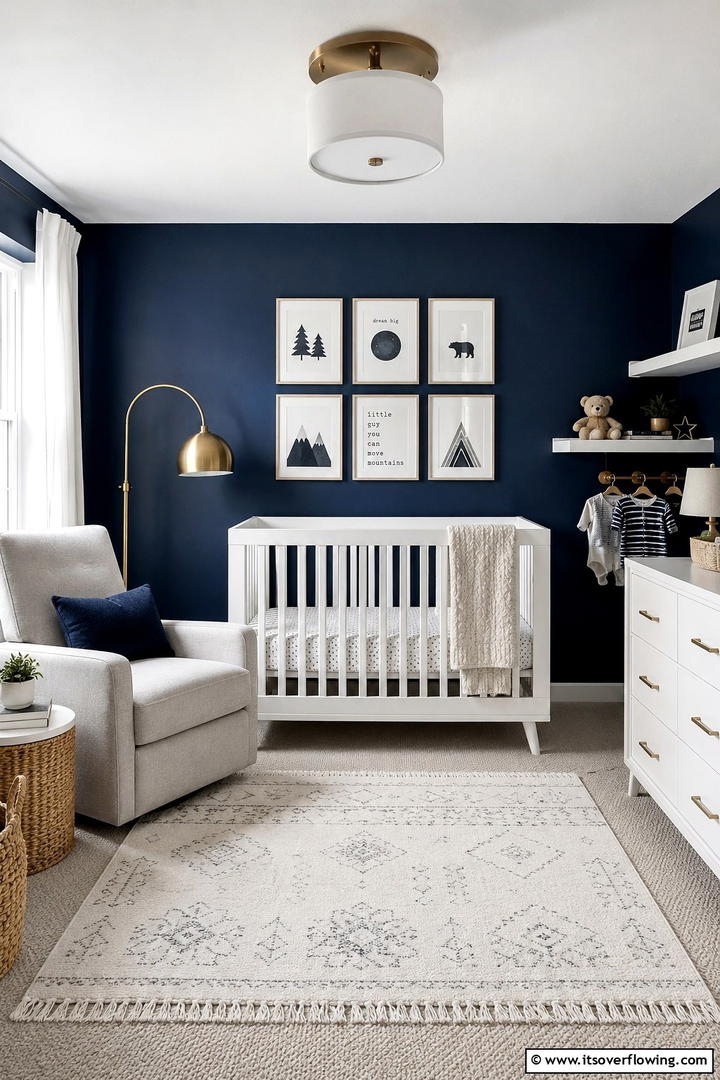 Deep Navy Contrast - 30 Soothing Nursery Color Ideas for a Calming Atmosphere