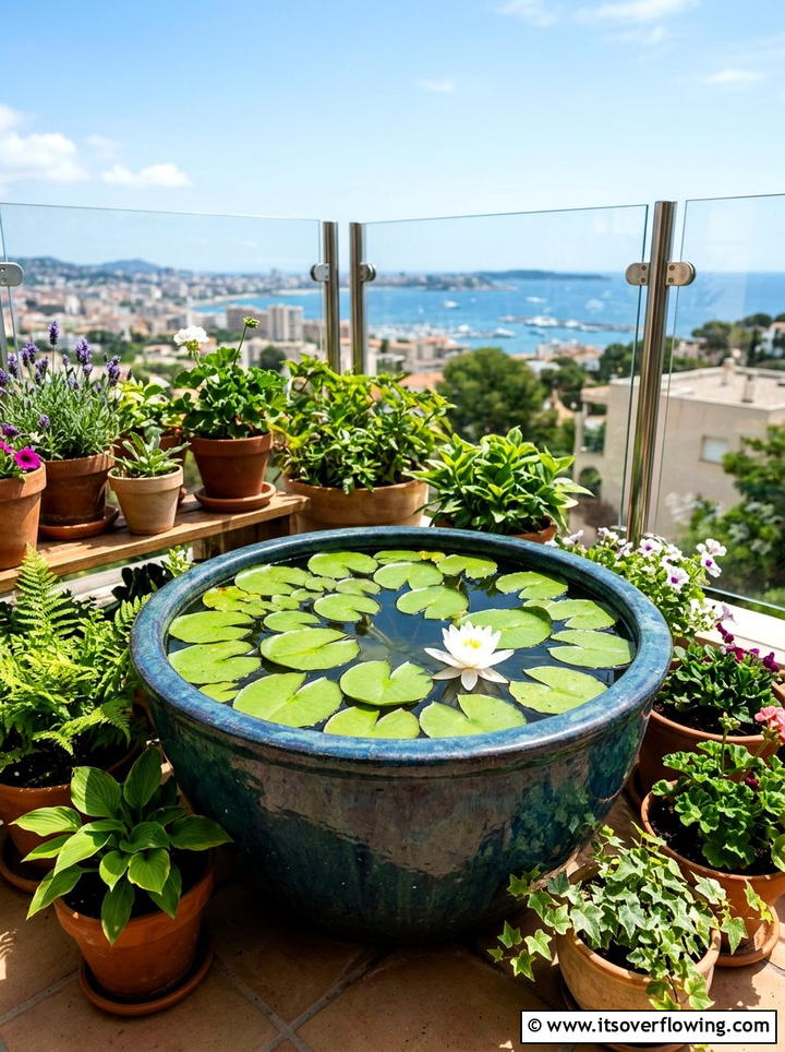 Deep bowl with water lilies - 25 garden decor ideas with water bowls