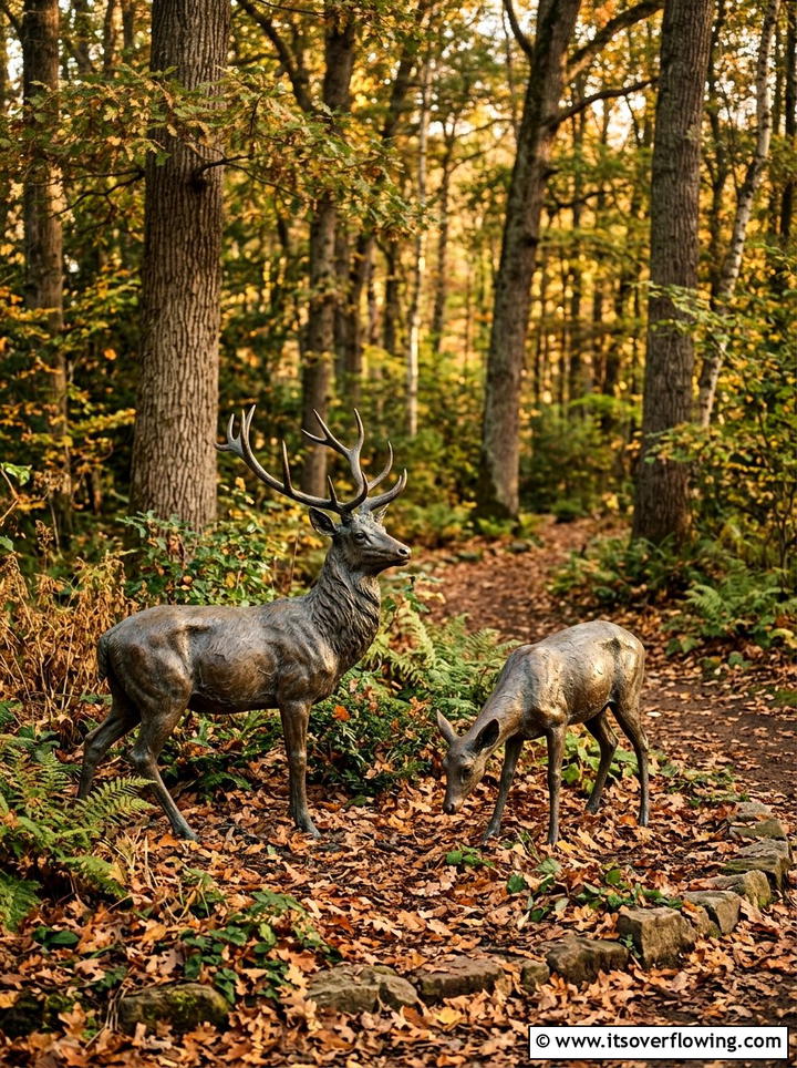 Deer statues for backyard - 25 garden decor ideas with statues