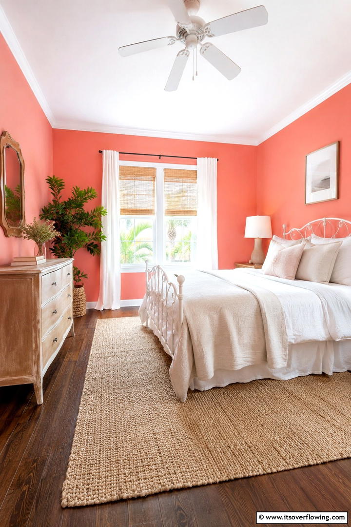 Delicate Coral Bedroom - 30 Pastel Colour Home Design Ideas for a Serene Ambiance