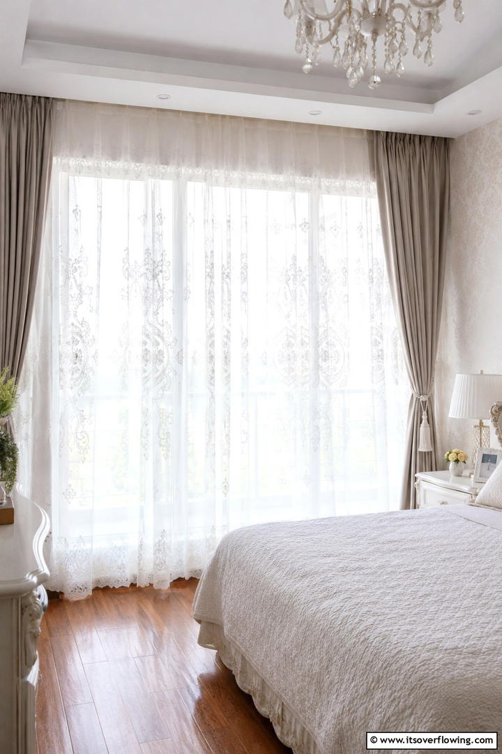 Delicate Lace Curtains - 30 Shabby Chic Bedroom Ideas for Vintage-Inspired Spaces