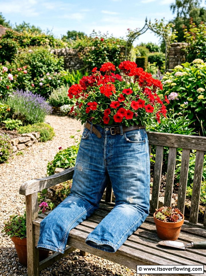 Denim Jean Planter - 25 recycled garden ideas diy