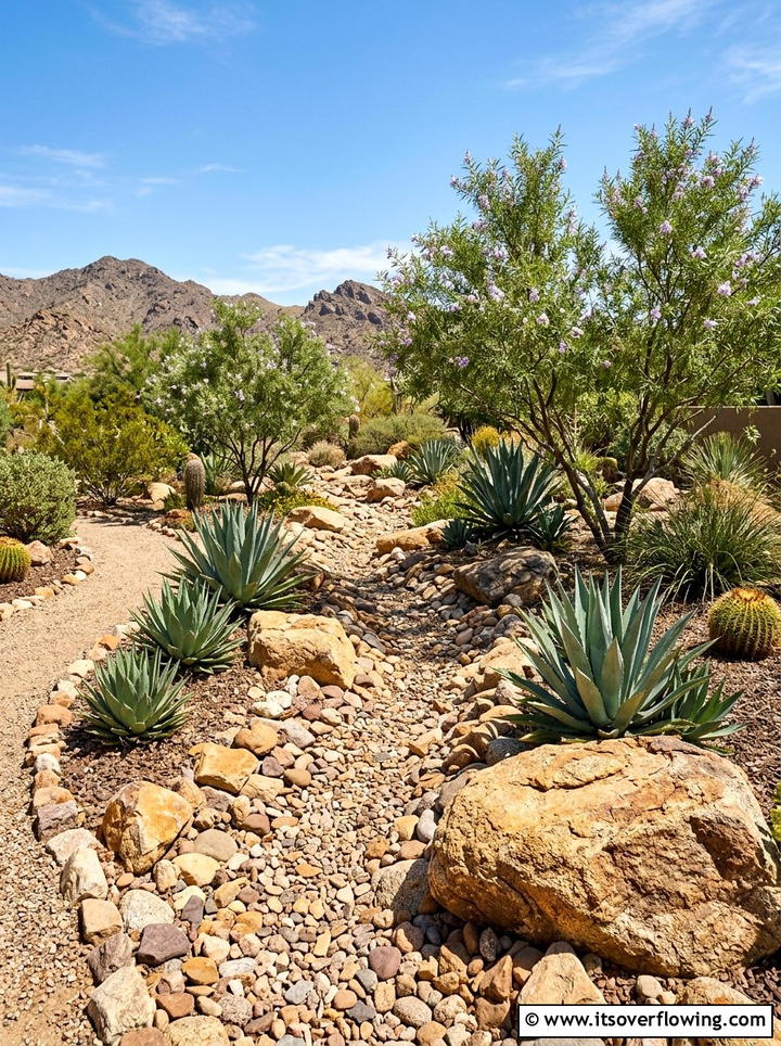 Desert Dry Stream - 25 creative garden ideas with dry creek beds