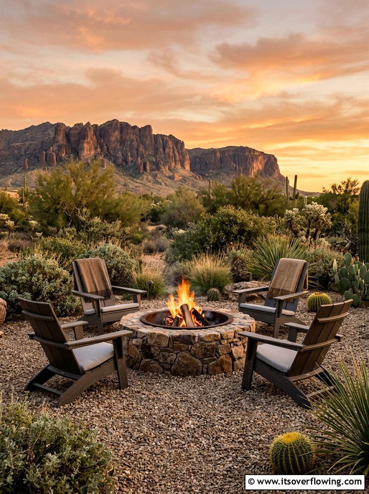 Desert Fire Pit - 25 backyard ideas with desert landscape
