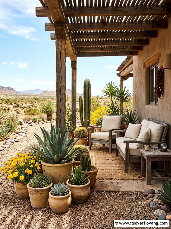 Desert Inspired Porch Succulents - 25 front porch ideas with flowers