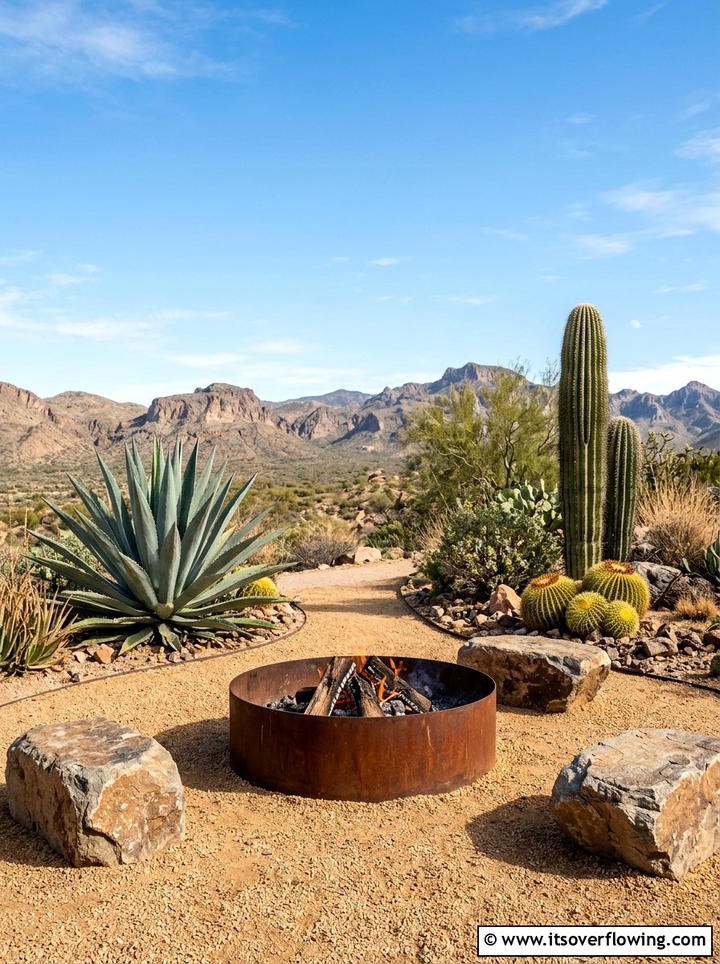 Desert Landscape Fire Pit - 25 backyard ideas with fire pit