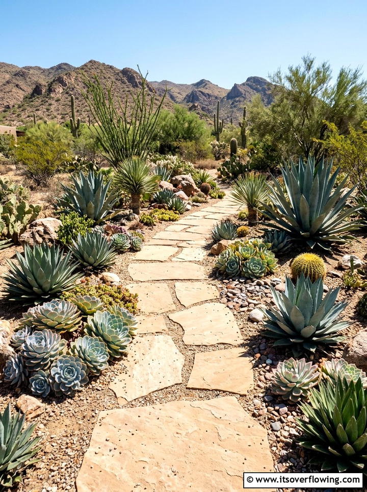 Desert Landscape Pavers With Succulents - 25 small garden ideas with stepping stones
