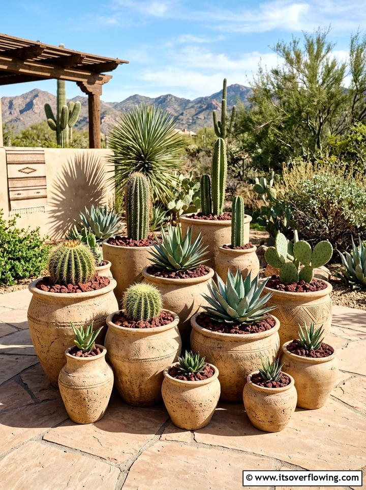 Desert Landscape Pottery - 25 backyard ideas with pot clusters