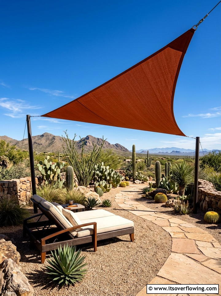 Desert Landscape Sun Shade - 25 backyard ideas with shade sail