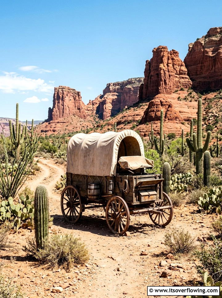 Desert Landscape Wagon - 25 garden decor ideas with wagons