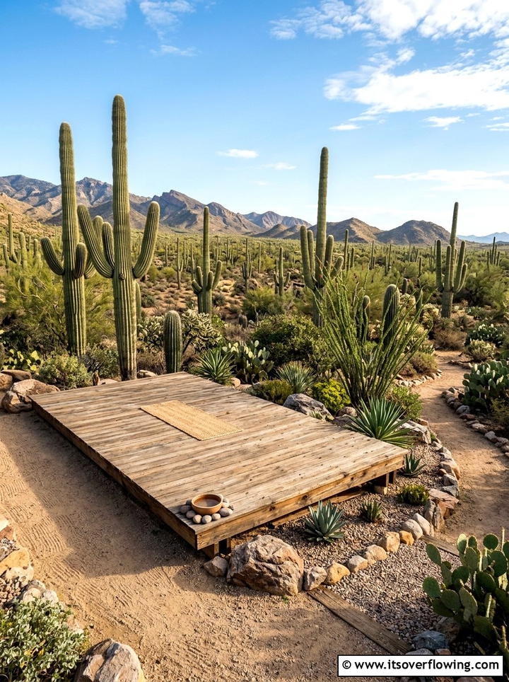 Desert Landscape Yoga Deck - 25 creative garden ideas with yoga decks