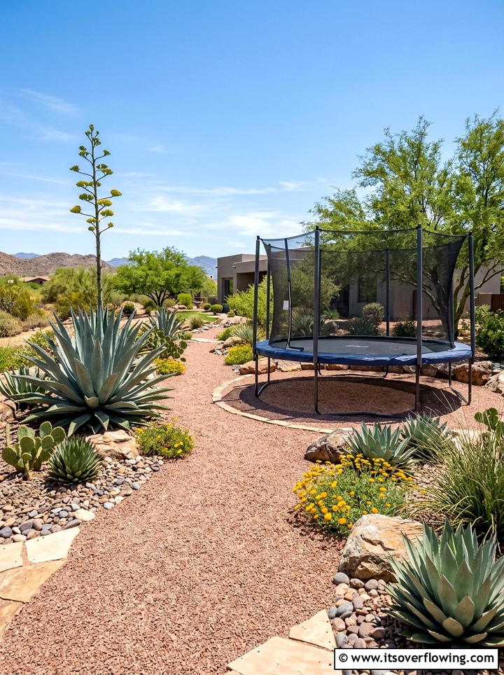 Desert Landscaping With Trampoline - 25 backyard ideas with trampoline zone