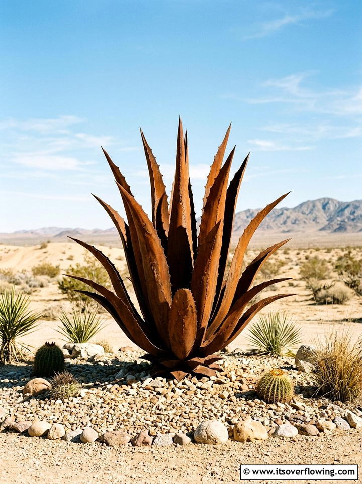Desert Metal Sculpture - 25 garden decor ideas for desert gardens