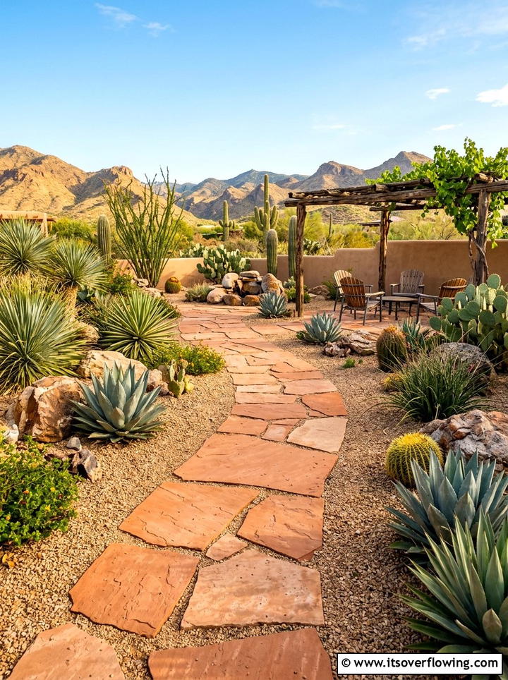 Desert Stone Walkway - 25 backyard ideas with stepping stones