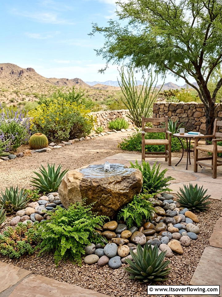 Desert Water Feature - 25 backyard ideas with desert landscape