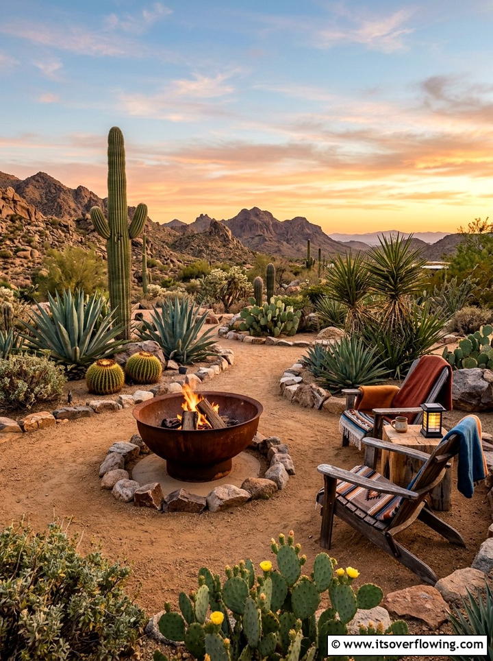 Desert fire pit backyard - 25 garden design ideas for fire pit corners