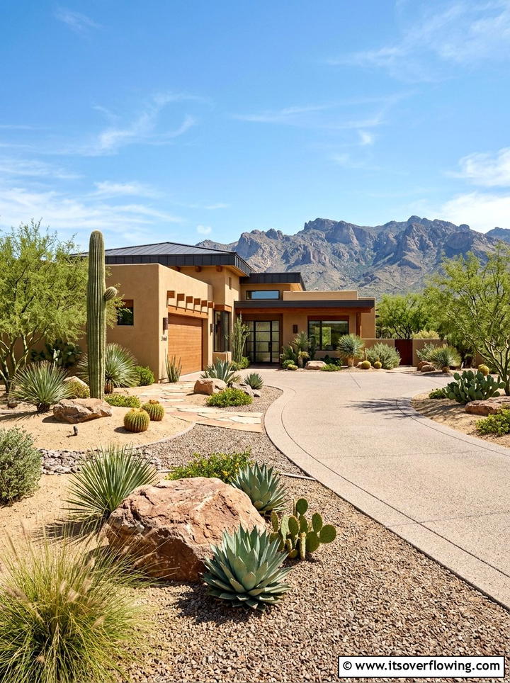 Desert landscape - 25 cheap garden ideas with drought tolerant plants