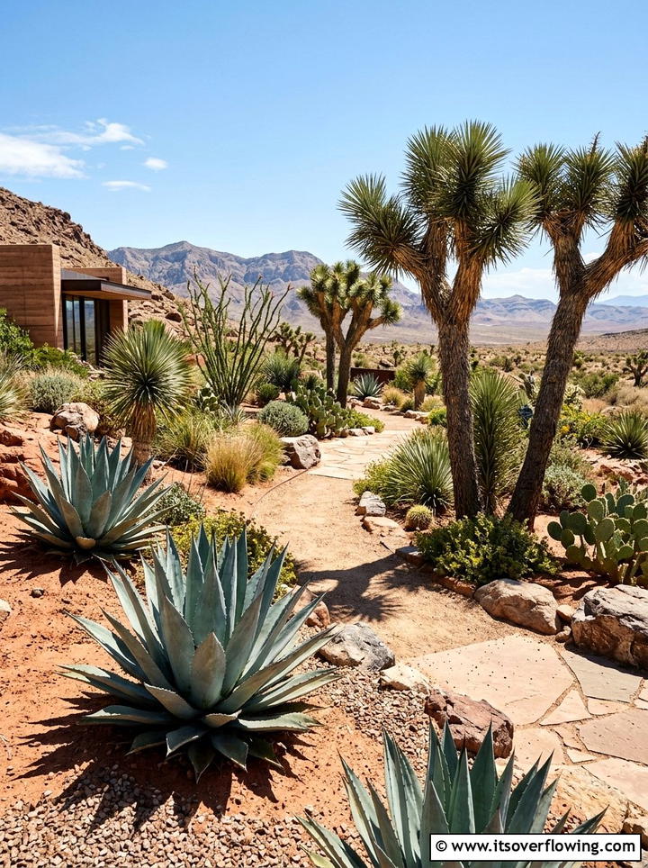 Desert landscape with agave and yucca - 25 backyard ideas with native plants