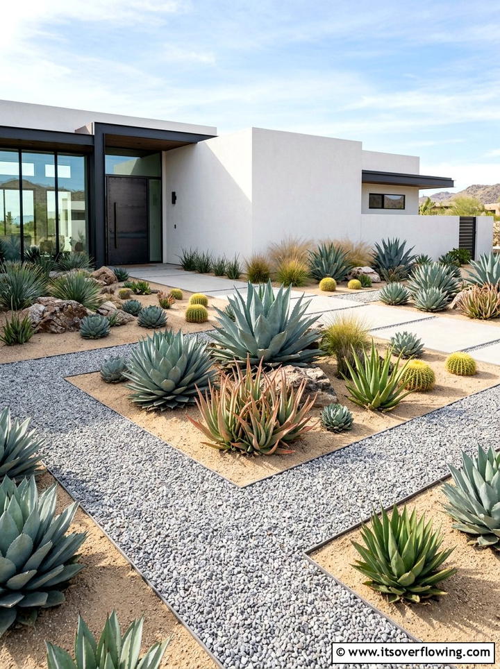 Desert landscape with succulents - 25 small garden ideas with succulents