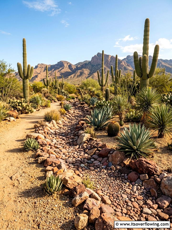Desert landscaping with stones - 25 garden design ideas with dry creek beds