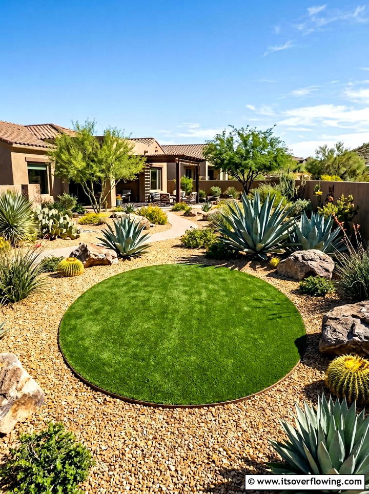 Desert landscaping with turf - 25 backyard ideas with artificial turf