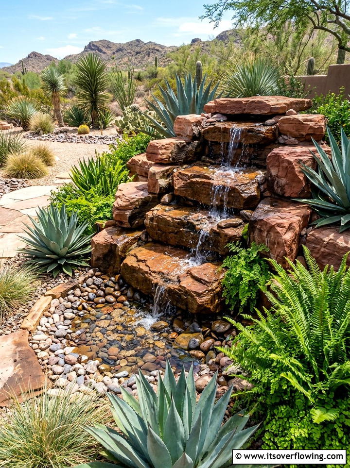 Desert rock waterfall - 25 garden ideas for desert style