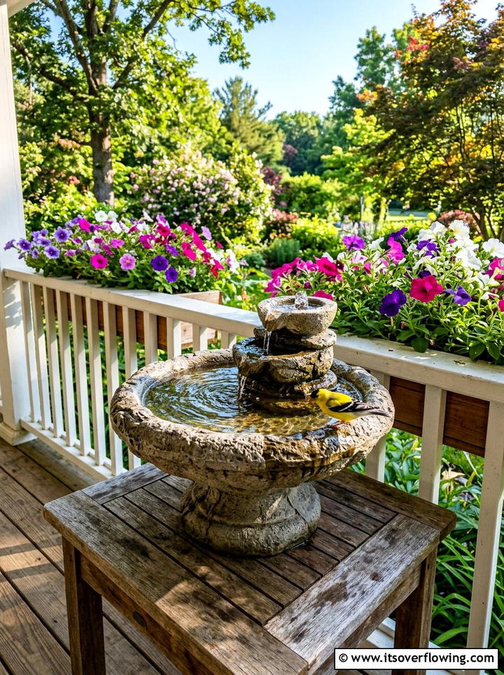 Desktop birdbath fountain - 25 garden decor ideas with tabletop fountains