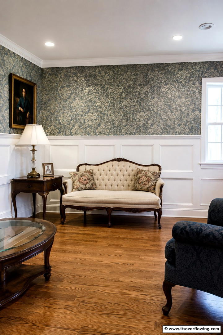 Detailed Wainscoting Walls - 30 Traditional Living Room Ideas for Timeless Elegance