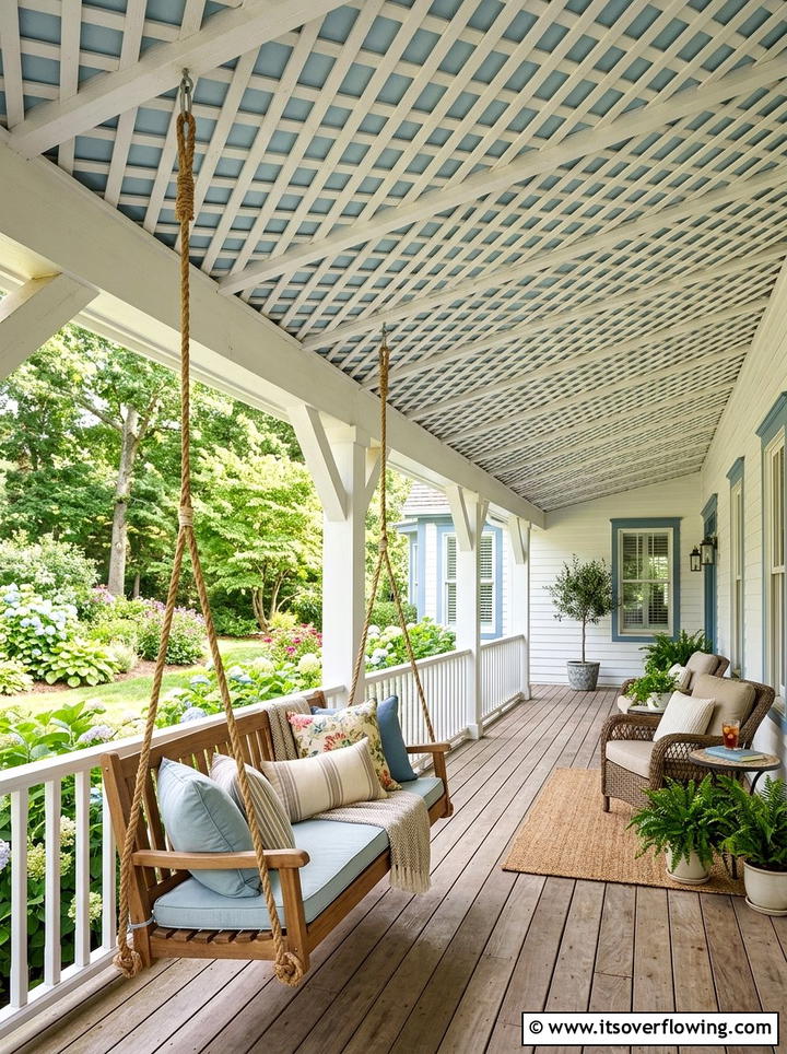 Diagonal Lattice Porch Ceiling - 25 front porch ideas with lattice panels