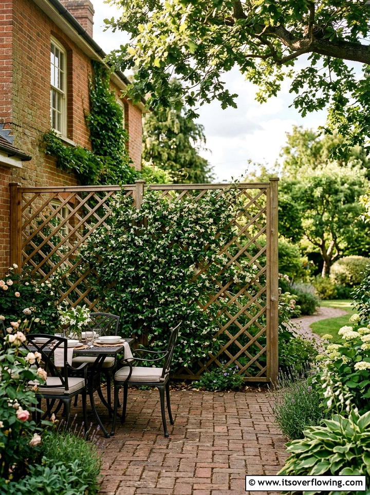 Diamond pattern wood lattice - 25 backyard ideas with trellis fence