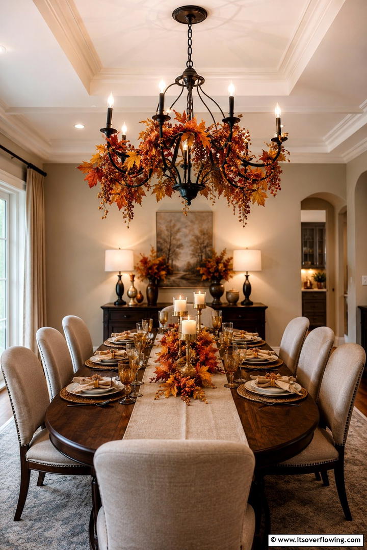 Dining Room Chandelier Autumn Accents - 50 Fall Decor Ideas for A Cozy Seasonal Refresh at Home