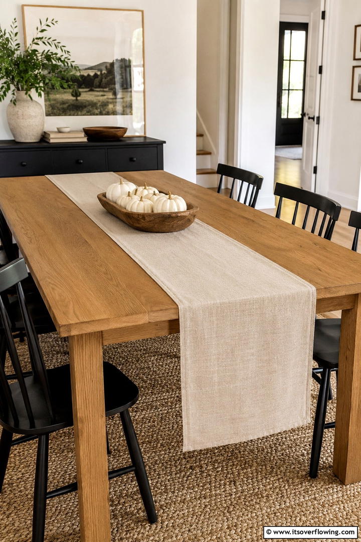 Dining Table Runner Display - 50 Minimalist Fall Decor Ideas to Upgrade Spaces Now