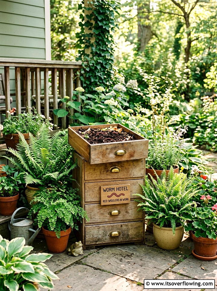 Discarded Drawer Worm Box - 25 recycled garden ideas with worm bins