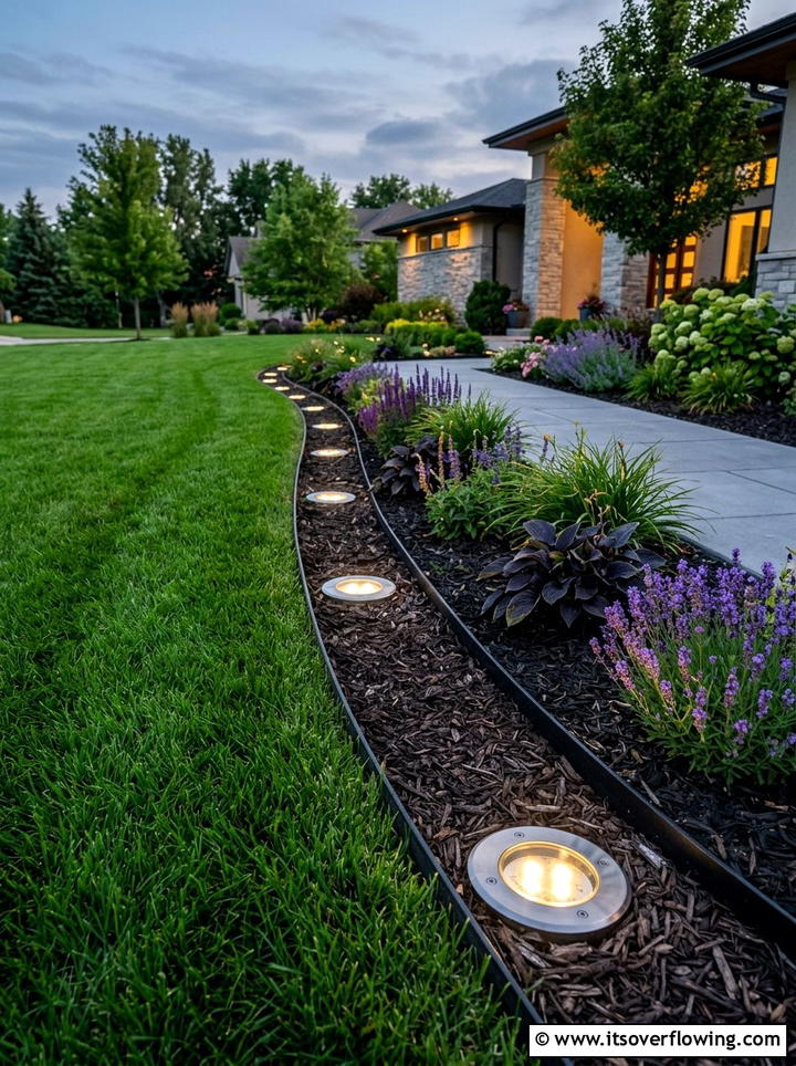 Disk lights for manicured lawns - 25 garden decor ideas with pathway lighting