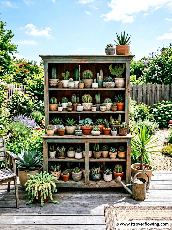Display Cabinet Garden - 25 backyard ideas with old furniture
