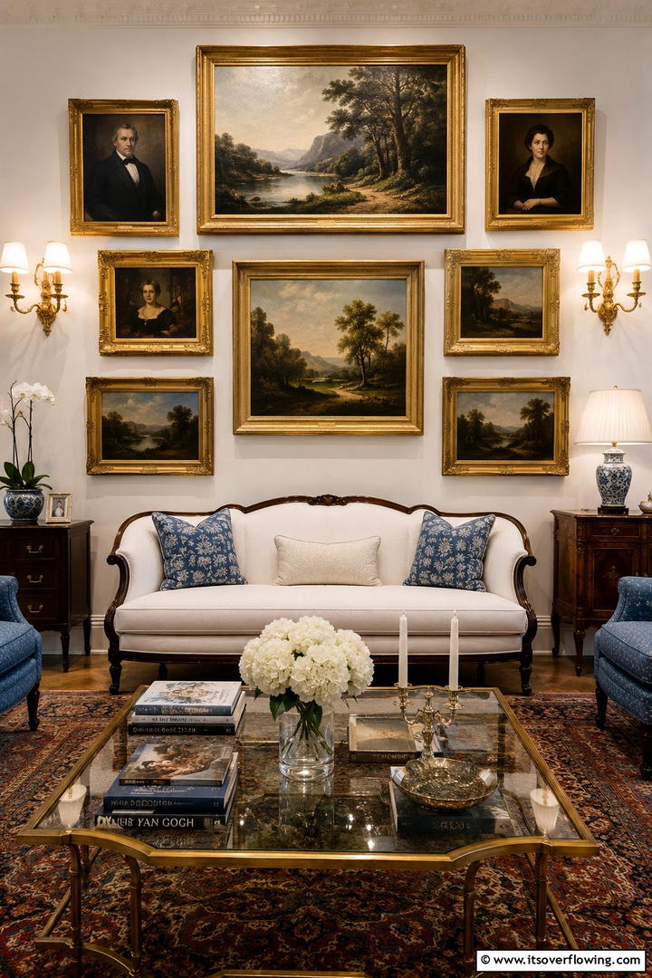 Distinctive Wall Art Collections - 30 Traditional Living Room Ideas for Timeless Elegance
