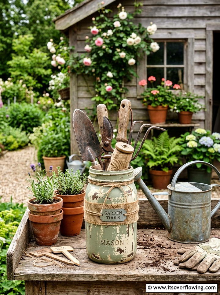 Distressed Mason Jar Decor - 25 garden decor ideas with mason jars