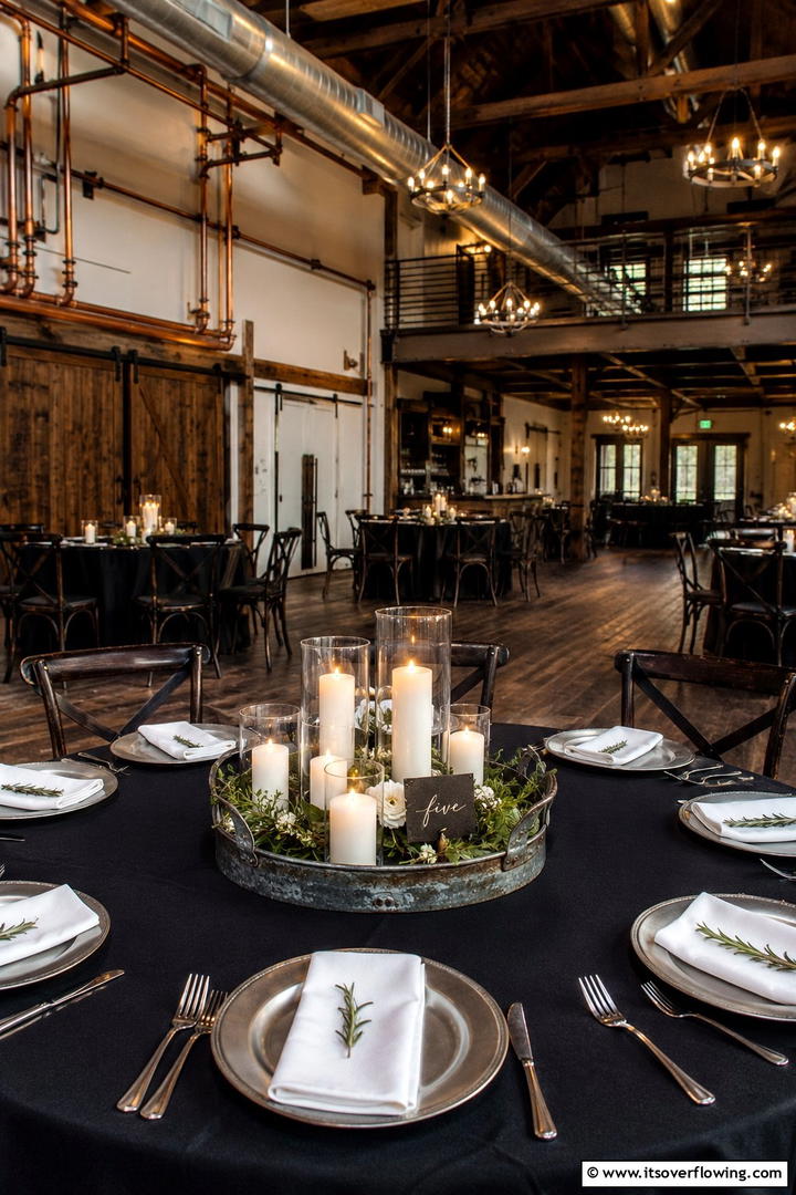Distressed Metal Tray with Candle Clusters - 30 Rustic Wedding Centerpieces for a Charming Celebration