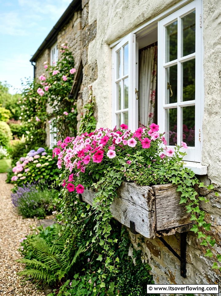 Distressed Wood Window Box - 25 backyard decorating ideas with reclaimed wood projects