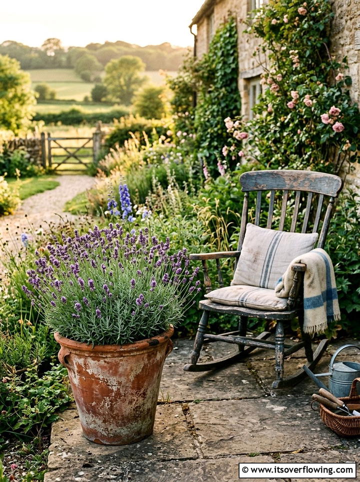 Distressed rustic terracotta pot - 25 front porch ideas with painted pots