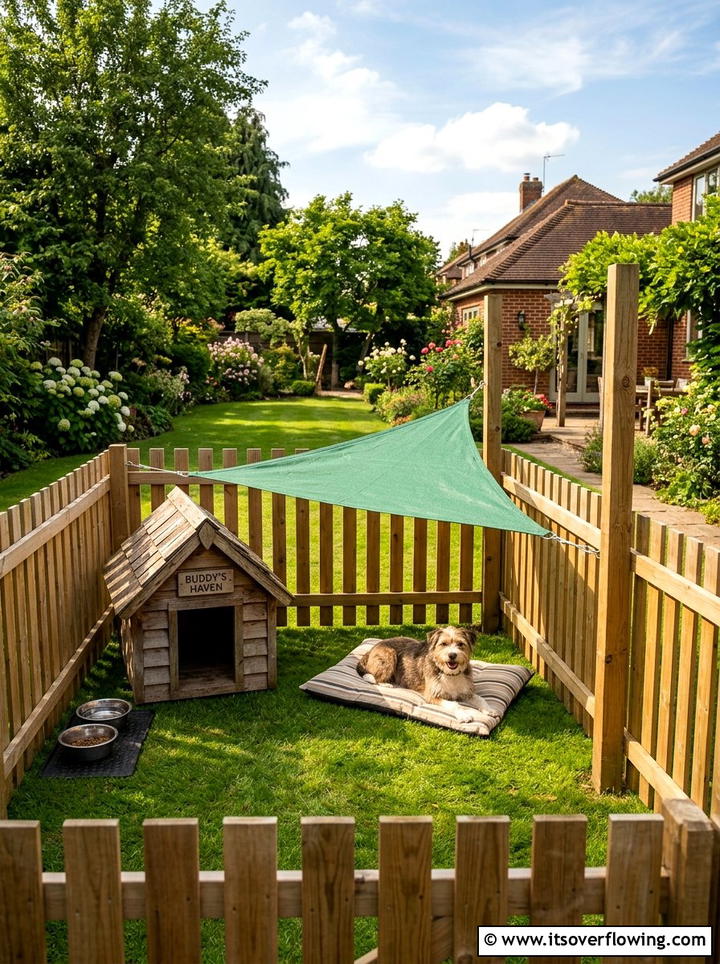 Dog Run Shade Sail - 25 backyard ideas with shade sail