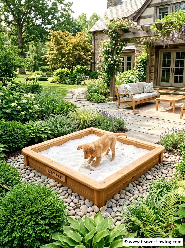 Dog Sand Pit - 25 backyard decorating ideas with pet friendly setup