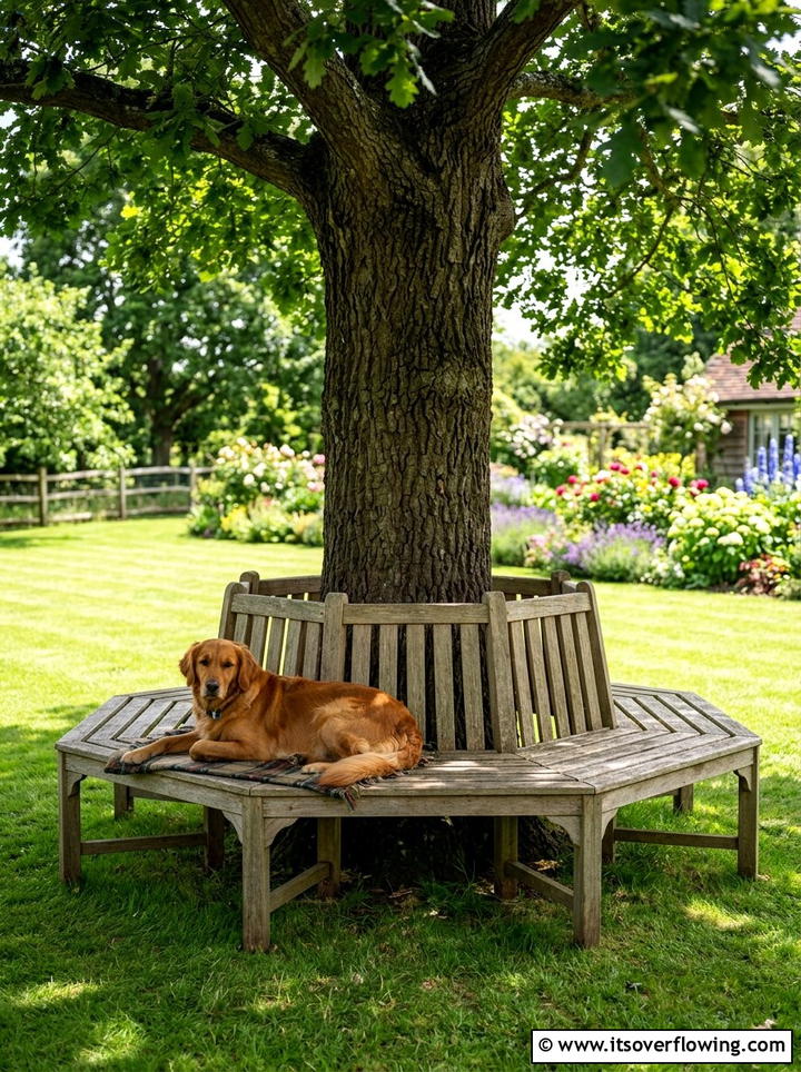 Dog Tree Bench - 25 backyard ideas for dogs